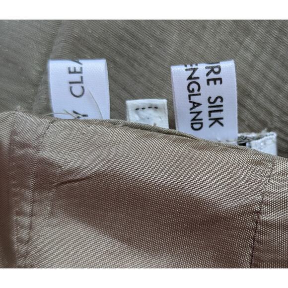 NEW Eavis & Brown Silk Sheen Taupe Pencil Skirt Large Haute Couture Quiet Luxury - Picture 9 of 11